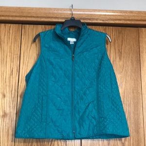 Cj banks quilted vest teal green